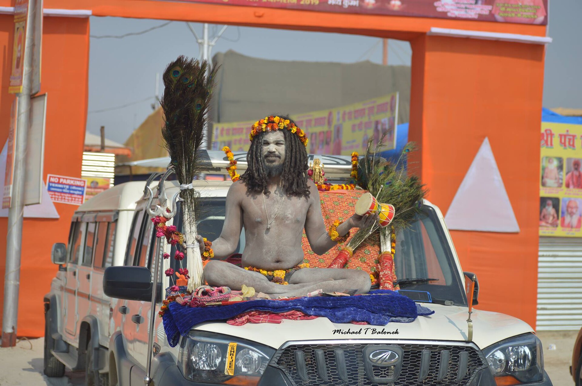 Portrait of a sadhu in orange robes at the Kumbh mela